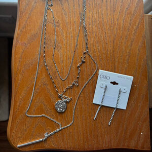 Nickel free layered necklace & dangle earrings #nickelfree #dressy